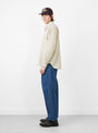 The Dobby Stripe Grande Shirt in ecru from TDR at Couverture & The Garbstore
model side