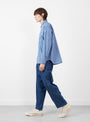 The Nep Denim Curve Jean in Rinse from TDR at Couverture & The Garbstore 
model side 