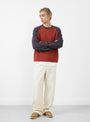 Colorblocked Raglan Crew in Brick by Stüssy at Couverture & The Garbstore
Model