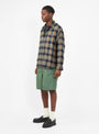 Grande Zip Shirt Midnight Blue Check At Couverture & The Garbstore By Garbstore Model Shot
