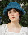 Paper Linen Braid Denim Hat Short comes in Blue Wash from Mature Ha at Couverture & The Garbstore
 odel