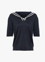 The Polo Shirt with Contrast Trim from Himalayan Cashmere comes in Inkwell and Chalk at Couverture & The Garbstore
