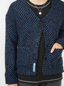 Wool Boucle Cardigan Navy & Black Stripe by Reception | Couverture & The Garbstore