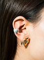 Small Heart Gold-Plated Hoop Earrings At Couverture & The Garbstore By Annika Inez Model Shot
