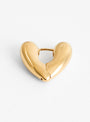 Small Heart Gold-Plated Hoop Earrings At Couverture & The Garbstore By Annika Inez Close up Shot 3