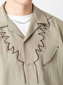 Embroidered Western Shirt Beige At Couverture & The Garbstore By TOGA VIRILIS Model Shot Close up view