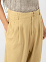 Keaton Trouser Sand At Couverture & The Garbstore By YMC Model Shot Close up view