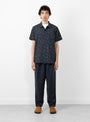YMC Malik Shirt Navy & Ecru Front Model