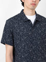 YMC Malik Shirt Navy & Ecru Model 3