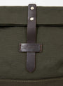 Canvas Travel Shoulder Pouch Olive Heritage Leather At The Garbstore Close Up