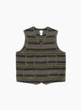 Fleece Vest Trashed Wool Green Stripe by Post O'Alls at Couverture and The Garbstore 