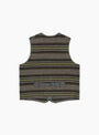 Fleece Vest Trashed Wool Green Stripe by Post O'Alls at Couverture and The Garbstore reverse