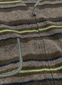 Fleece Vest Trashed Wool Green Stripe by Post O'Alls at Couverture and The Garbstore close up