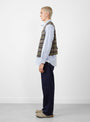 Fleece Vest Trashed Wool Green Stripe by Post O'Alls at Couverture and The Garbstore side profile