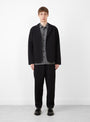 Scuttlers Wool Blend Seersucker Jacket Black by YMC at Couverture and The Garbstore on model 
