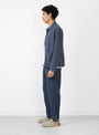 Alva Skate Trouser Crinkle Cotton Blue by YMC at Couverture & The Garbstore Model Side