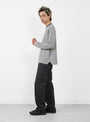 The 32G Smooth Knit LS Tee in Ivory and Black from Batoner at Couverture and The Garbstore
model side