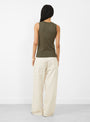 N°412 Wiever Knit Vest Army by Extreme Cashmere at Couverture & The Garbstore
Back View