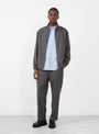 Stand Collar Zip Up Blouson Charcoal Grey by Farah Japan at Couverture & The Garbstore Model Front View