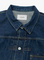 Single Pocket Denim Jacket Dark Blue Damage by CIOTA at Couverture & The Garbstore
Close-up