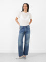 CS39-WP11 Selvedge Denim Narrow Straight Cut in Medium Splatter by Chimala at Couverture & The Garbstore
Model Front View