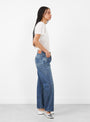 CS39-WP11 Selvedge Denim Narrow Straight Cut in Medium Splatter by Chimala at Couverture & The Garbstore
Model Side View