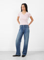 CS39-MP03B Selvedge Denim Straight Cut Jeans by Chimala in Dark Distress at Couverture & The Garbstore
Model Front View