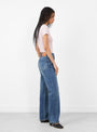 CS39-MP03B Selvedge Denim Straight Cut Jeans by Chimala in Dark Distress at Couverture & The Garbstore
Model Side View