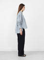 Japanese Striped Cotton Brookes Shirt by Cawley in Blue, Brown and Natural
Model Side View