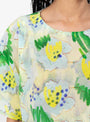 Frown Silk Blouse Spraycan in White Green by Henrik Vibskov at Couverture & The Garbstore Model Close-up View