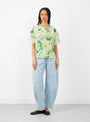 Frown Silk Blouse Spraycan in White Green by Henrik Vibskov at Couverture & The Garbstore Model Front View