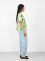 Frown Silk Blouse Spraycan in White Green by Henrik Vibskov at Couverture & The Garbstore Model Side View