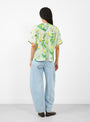 Frown Silk Blouse Spraycan in White Green by Henrik Vibskov at Couverture & The Garbstore Model Back View