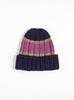 Hand Knit Beanie Navy & Purple by Sublime at Couverture & The Garbstore
Front