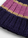 Hand Knit Beanie Navy & Purple by Sublime at Couverture & The Garbstore
Close-up