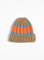 Hand Knit Beanie Beige & Orange by Sublime at Couverture & The Garbstore
Front