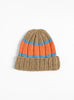 Hand Knit Beanie Beige & Orange by Sublime at Couverture & The Garbstore
Front