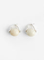 Stone Ellipse Earrings Silver and White Feldspar by Annika Inez at Couverture & The Garbstore 
Front 