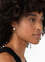 Stone Ellipse Earrings Silver and White Feldspar by Annika Inez at Couverture & The Garbstore 
Model 