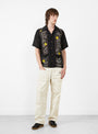 Silk Rayon Peckish Rainbowy Wrangle Cuban Collar Shirt Black by Kapital at Couverture & The Garbstore Model Front