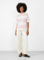 Triple Stripe T-Shirt Light Pink and White