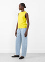 No. 421 Player Knit Vest Sunny from Extreme Cashmere at Couverture & The Garbstore model side 