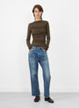 Gaia Long Sleeve Top Maroon Khaki from Soeur at Couverture & The Garbstore model front 