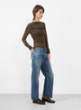 Gaia Long Sleeve Top Maroon Khaki from Soeur at Couverture & The Garbstore model side 