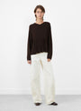 Merino and Cashmere Peplum Top Brown from Cordera at Couverture & The Garbstore 
Model Front 