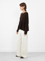 Merino and Cashmere Peplum Top Brown from Cordera at Couverture & The Garbstore 
Model side 