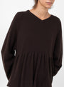 Merino and Cashmere Peplum Top Brown from Cordera at Couverture & The Garbstore 
Model close up