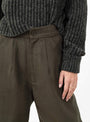 Signature Curve Legged Trouser Taupe Brown from 7115 Szeki at Couverture & The Garbstore Model Detail