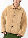 Curly Leather Back Avis Jacket Tan from Cawley at Couverture & The Garbstore
model close