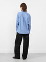Japanese Striped Dennis Shirt Blue and Dandelion from Cawley at Couverture & The Garbstore 
model 